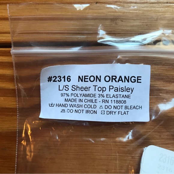 Sheer Orange Red Nude Paisley Long Sleeve Top, NWT, XS - Picture 7 of 7